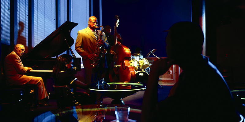 Blue Room saxophone player