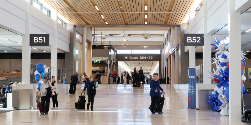 Passengers walking through Concourse B
