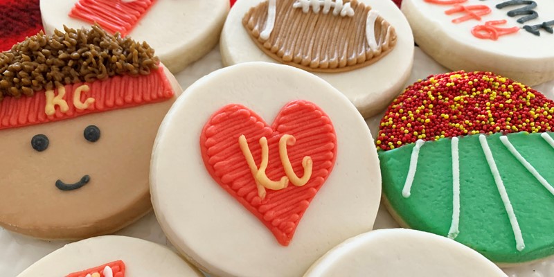 A football-themed cookie from Cookie Bliss KC
