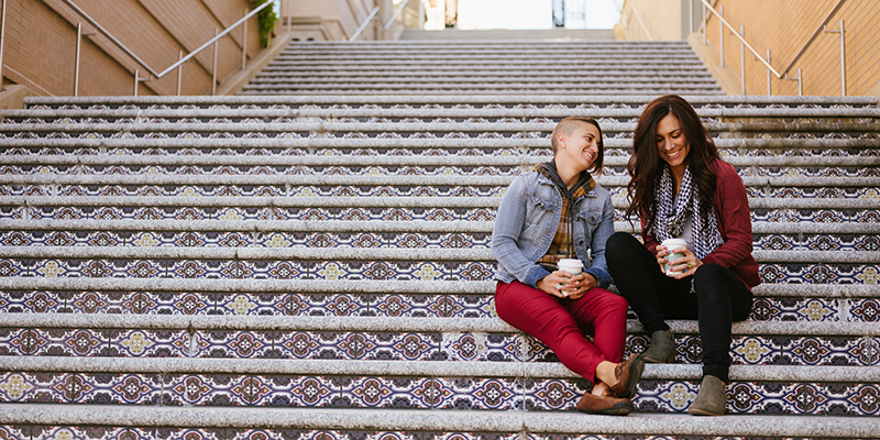 Couple on Steps at Country Club Plaza