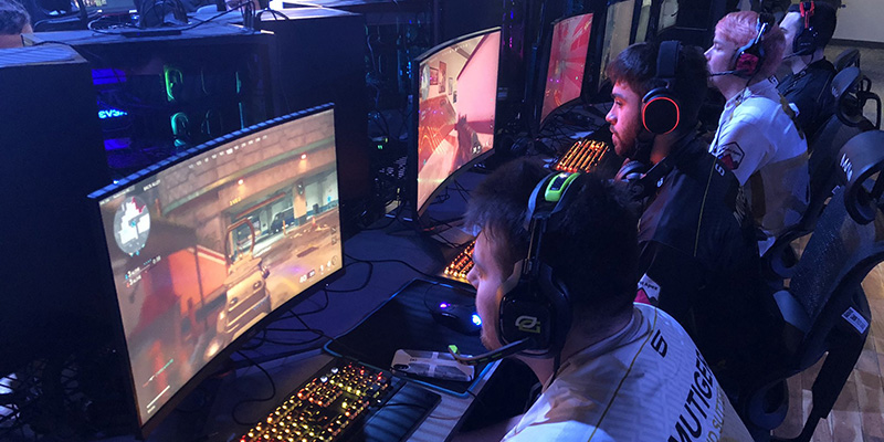 Gamers competing at LEVELUP Arena