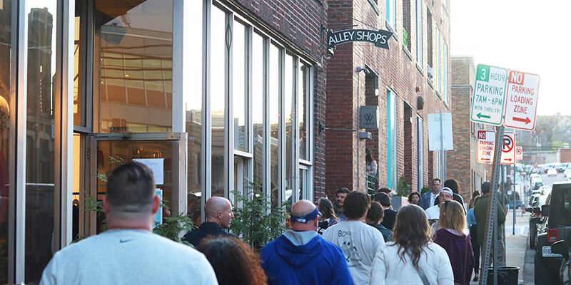 Shoppers at First Friday