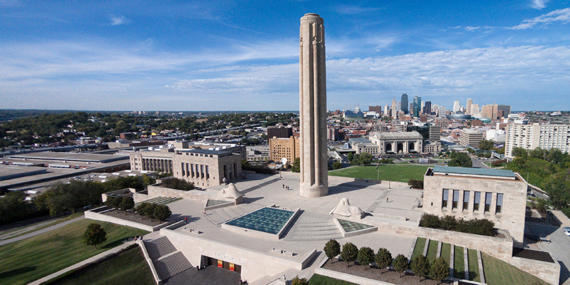 Aerial view of the National WWI Museum and Memorial